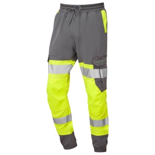 Leo Workwear JT01-Y/GY-LEO Hawkridge Class 1 EcoViz Hi Viz Jogging Trouser Yellow/Grey